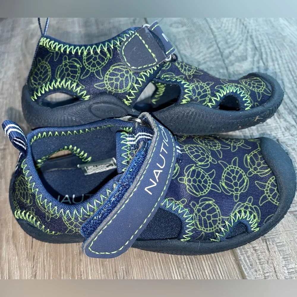 Nautica Kids' Toddler Boy Water Shoes Blue Green Turtles Boys Size 6